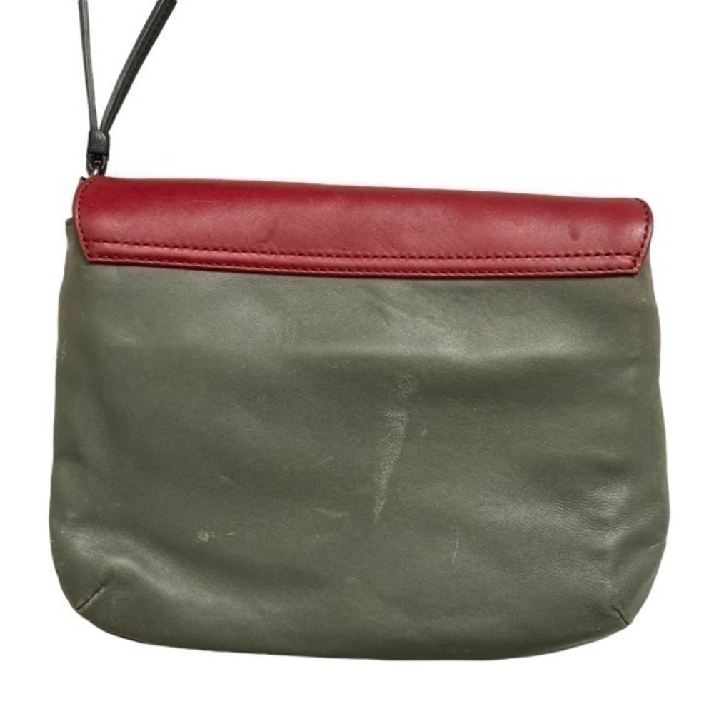 Tumi gray red black wristlet clutch bag